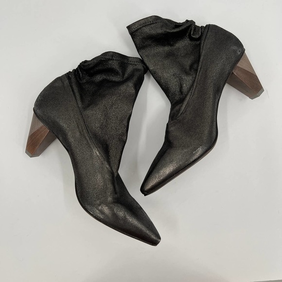 COCLICO Shoes Womens 37 Gray Metallic Juno Boot Stretch Anthracite Scrunch - Picture 6 of 12